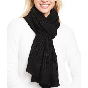 Calvin Klein Chunky Knit Scarf Logo Metallic Midnight Navy Blue Ladies Size OS